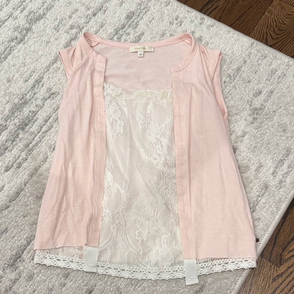 Miss Grant Pink Lace Tank Top